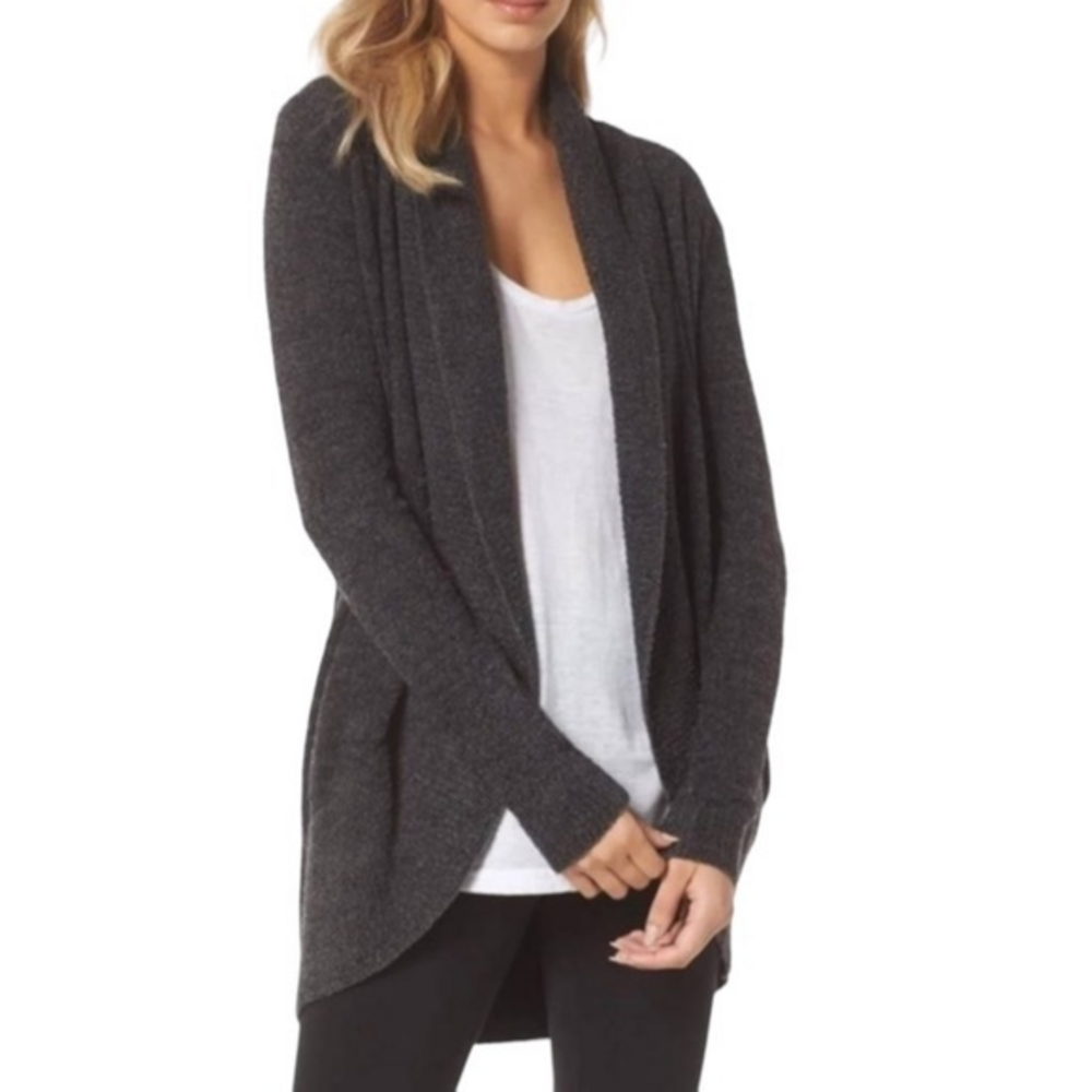 Barefoot Dreams The Cozy Chic Lite Circle Dark Gray Open Front Cardigan Large‎